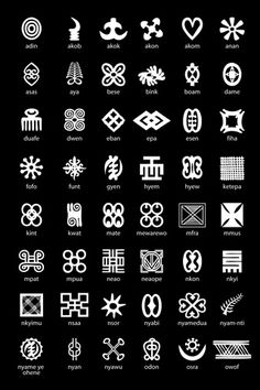 an image of different symbols on a black background