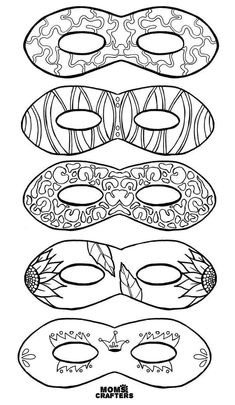 four masks with different designs on them