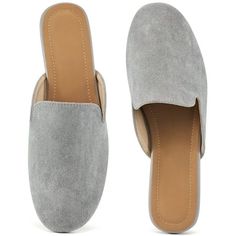 [Breathable upper]: The upper is made of suede material. It offers excellent softness, breathability and durability, which keeps feet feeling comfortable and fresh. [Comfy insole]: The supportive footbed is soft and flexible, providing comfortable cushioning for your feet. The flat heel design provides a comfortable wearing experience, enjoy your every step. [Stylish design]: The classic style and versatile color matching perfectly highlight the beauty and grace of women. The round toe design is Trendy Mules, Suede Clogs, Women Flats, Heel Design, Flats Sandals, Womens Mules, Suede Material, Womens Sandals Flat, Toe Designs