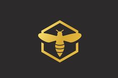 a bee logo on a black background