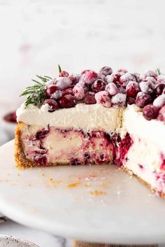 a piece of cheesecake with berries on top