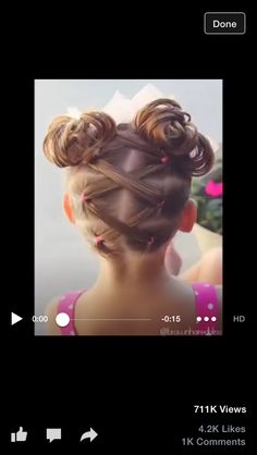 Separate hair and put in tiny clear elastics, cross each one and tie with another elastic, finish with pig tails but wrap them like buns Easy Braided Styles, Diy Hair Tutorials, Girls Hairdos, Girls Hair Styles, Double Buns, Girl Hair Dos, Girl Hair Styles, Kid Hair, Toddler Hairstyles