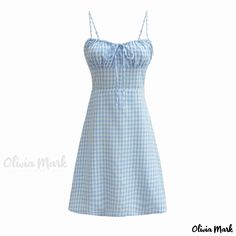 Olivia Mark - Chic Plaid Sleeveless Dress Plaid Dress Women, Purple Short Dress, Blue Sundress, Blue Plaid Dress, Pink Dress Short, Floral Prom Dresses, Blue Dress Short, Female Dress, Bow Style