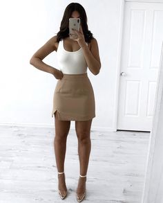 Nude Skirt Outfit, Preppy Chic Outfits, Off Shoulder Bodysuit, Wrap Bodysuit, Nude Outfits, Casual Bodysuit, Cute Comfy Outfits