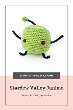 a crocheted stuffed animal with the words stardew valley jumbo on it