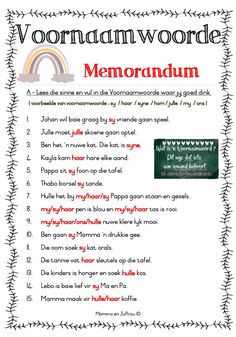 a poem with words and pictures on it, including the word's name in german