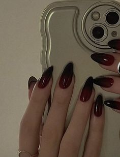 Red nails aesthetic / nail ideas inspo / manicure selfie/ dark feminine aesthetic Spring Nails 2024 Acrylic, Pookie Nails, Nail Designs For Dark Skin, Nail Designs Dark, Red And Black Nail, Nails Fancy, Vampy Nails