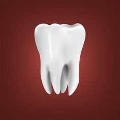 a white tooth on a red background