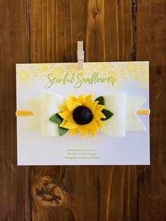 Sunflower Bow Headband | Etsy Sunflower Headband, Stretchy Headbands, Tiny Things, Beautiful Mask, White Bow, Nylon Headbands, Cute Packaging, Digital Stamps, Embroidery Floss