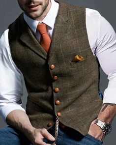 Stylish Waistcoats, Mens Business Casual, Army Green Vest, Elegant Vest, Wedding Vest, Mens Vest Fashion, Tweed Waistcoat, Mens Waistcoat, Slim Vest