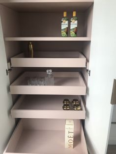 the shelves in the closet are empty and ready to be used