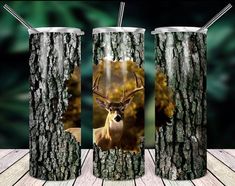 two cups with the image of a deer on them