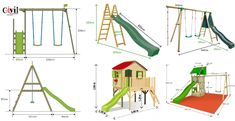 various types of playground equipment for children