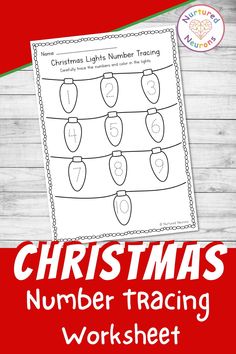 christmas number tracking worksheet with the words christmas on it and an image of lights hanging