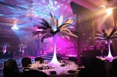 an empty banquet hall with tables and chairs