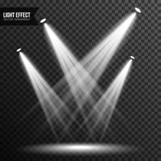 three spotlights on a dark background with light effects