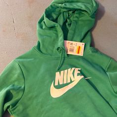 Nike Hoodie Brand New With Tags, Never Worn. No Stains. Nike Green Fleece Tops, Nike Hoodie For Spring, Casual Green Nike Hoodie, Green Sports Sweatshirt For Fall, Green Hoodie Outerwear In Athleisure Style, Green Hooded Sportswear Top, Nike Green Fleece Hoodie, Nike Green Athleisure Hoodie, Nike Green Sweatshirt For Fall