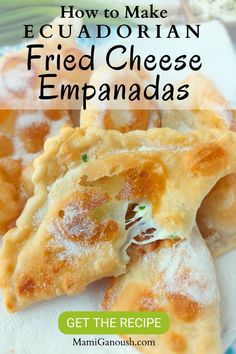 fried cheese empanadas on a plate with text overlay