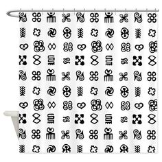 a white and black pattern with different symbols