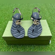 Gucci Black Double G Marmont Thong Sandal Size - Women’s 8.5 Brand New 100% Authentic Original Price - $830 Gucci Black Sandals With Single Toe Strap, Chic Gucci Sandals With Single Toe Strap, Gucci Luxury Sandals With Branded Insole, Gucci Designer Sandals With Single Toe Strap, Designer Gucci Sandals With Single Toe Strap, Gucci Flat Sandals With Leather Sole, Gucci Ankle Strap Sandals, Luxury Gucci Sandals With Heel Strap, Designer Gucci Sandals With Open Heel