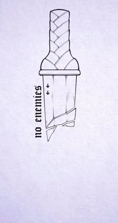 a drawing of a bottle that is tied up