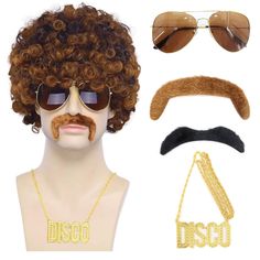 PRICES MAY VARY. [Authentic 70s & 80s Style] Bring back the disco era with this Tembol Afro Wig, perfect for 70s and 80s themed events [High-Quality Material] Soft, comfortable, and easy to wear, this afro wig is made from premium synthetic fibers [Versatile Party Accessory] Great for disco parties, Halloween, costume events, or any fun occasion [One Size Fits Most] This wig is designed to fit most head sizes comfortably and securely [Easy to Style] Create your unique look with this afro wig, wh Short Curly Hair Afro, 80s Afro, 70s Hair Accessories, Disco Wig, Afro Disco, Men With Glasses, Curly Hair Afro, 70s Disco Outfit, Brown Afro