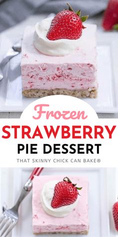 frozen strawberry pie dessert on a white plate