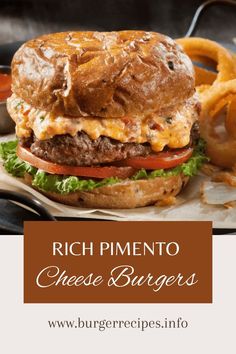 Rich Pimento Cheese Burgers Pimento Cheese Burger, Gourmet Burgers Recipes, Cheese Melting, Cheese Burgers, Gourmet Burger, Best Burger Recipe, Crockpot Pulled Pork, Turkey Burger Recipes