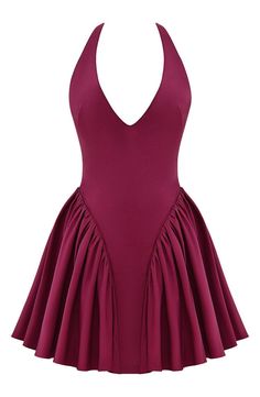 Pink Open Back Dress, Burgundy Ruffled Mini Dress For Party, Alter Neck Dress, Different Neck Designs, Trendy Short Dresses, Dresses To Sew, A Shape Dress, Back Of A Dress, Neckline Ideas