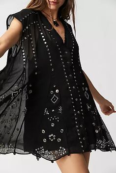 Mini Dresses | Free People Sequin Dress Black, Dress Summer Casual, Vintage Street Fashion, Casual Short Sleeve Dress, Flowy Mini Dress, Short Sleeve Mini Dress, Virtual Closet, Sewing Basics, Casual Summer Dresses