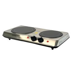 two hotplates sitting side by side on top of each other in front of a white background