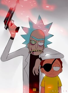 an animated image of rick and mort