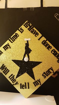 a yellow and black graduation cap with the words, my time is plan i dance