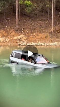 a car that is floating in some water