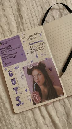 Olivia rodrigo (GUTS) journal page. Olivia Rodrigo Journal Page, Olivia Rodrigo Doodles, Olivia Rodrigo Scrapbook, Olivia Rodrigo Drawing, Lyric Drawings, Olivia + Core + Aesthetic, Olivia Rodrigo Guts