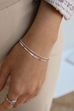 CANEO 100% 925 Sterling Silver Double Layer Bracelet Water Resistant Herringbone Bracelet Silver Filled Beaded Chain - Etsy Cute Silver Jewelry, Dainty Silver Jewelry, Layered Silver Bracelets, Silver Bracelet Stack, Herringbone Bracelet, Diamonds Bracelet, Silver Jewlery, Bracelets Silver, Silver Bracelets For Women