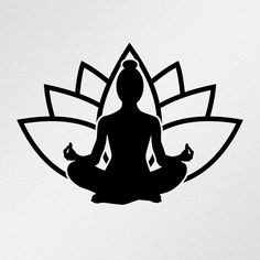 a black and white photo of a person in yoga gear sitting in the middle of a lotus pose