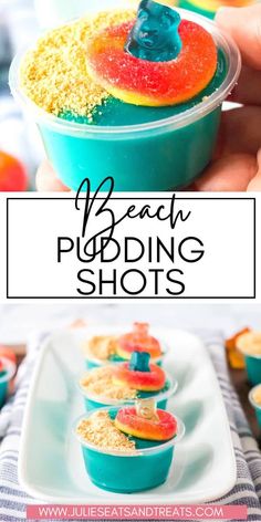 the beach pudding shots are ready to be eaten and put in cups for desserts