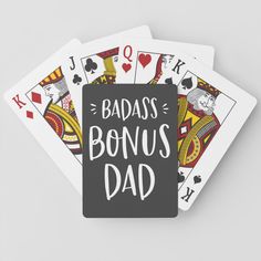 Bonus Dad Quote Stepfather Cool Stepdad Gift Playing Cards Gender: unisex. Age Group: adult. Pattern: check. Coworkers Christmas, Step Dad Gifts, Diy For Men, Birthday For Him, Father Quotes, Step Kids, Dad Quotes, Poker Cards, Unique Birthday Gifts