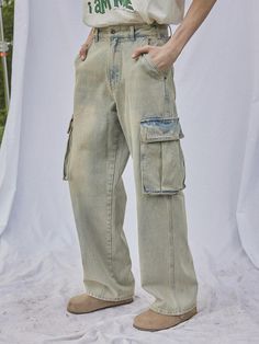 This is a comfortable and trendy pants by MAGOODGAN that is made out of high quality cotton 100% fabric. With unique design detail and trendy mood, it will stand out from your casual daily outfit. - Big voluminous cargo pockets on the side- Sturdy high quality stitches overall- Unisex item with wide silhouette Baggy Straight Cargo Jeans In Cotton, Cotton Straight Cargo Jeans With Hip Pockets, Straight Cotton Cargo Jeans With Hip Pockets, Straight Leg Cotton Cargo Jeans With Side Pockets, Casual Tapered Leg Cotton Cargo Jeans, Casual Cotton Straight Cargo Jeans, Casual Cotton Jeans With Cargo Pockets, High-rise Cotton Cargo Pants For Streetwear, High Rise Cotton Cargo Pants For Streetwear