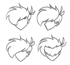 four different angles of the head of a person