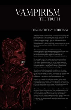 the front page of vampireism, with an image of a demon in red and black