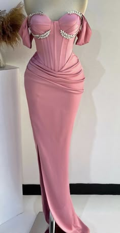 Mermaid Gown Prom, Split Prom Dresses, Dress With Split, Pink Mermaid, Elegant Party Dresses, Satin Prom Dress, Mermaid Evening Dresses, Dress Measurements, Mermaid Prom Dresses