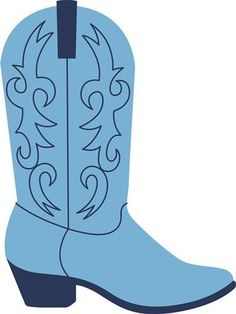 a blue cowboy boot is shown on a white background