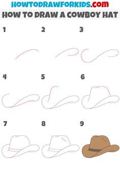 how to draw a cowboy hat for kids step by step drawing instructions and printable