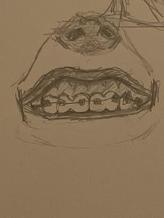 a drawing of a woman's mouth with teeth