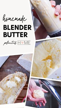 the homemade blender butter is being used to make bread and other things in it