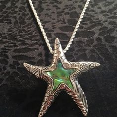 This Pendant Is 2.0 Inches By 2.0 Inches And Comes With A 22-Inch Sterling Silver Rope Chain. The Earrings Are 1.0 Inches All Around And Have A Drop-Down Length Of 1.5 Inches. Http://Www.Venicebytheseajewelry.Com/ All My Pieces Have A .925 Sterling Silver Stamp On Them 5-Star Rating- On Etsy With Products, Customer Service, Shipping, And Customer Responses. Check Us Out At Pinterest-Venice By The Sea Jewelry 1 Nickel-free Star-shaped Ocean-inspired Jewelry, Bohemian Silver Jewelry With Starfish Charm, Unique Star-shaped Sterling Silver Jewelry, Unique Sterling Silver Star Jewelry, Ocean-inspired Silver Star Jewelry, Ocean-inspired Star Shaped Silver Jewelry, Silver Starfish Charm Pendant Jewelry, Silver Starfish Jewelry For Gifting, Silver Starfish Jewelry As Gift