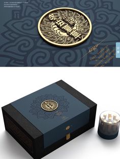 an open box with candles in it next to a candle holder and the packaging design