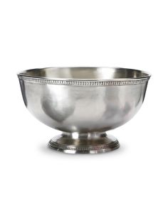 a silver bowl on a white background